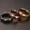 Pierścienie klastra vintage moda tącz stalowy pierścień męski Rhombus Cut Band Złoty kolor/róża dla mężczyzn biżuteria ślubna Ring1