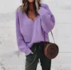 Foridol Solid Purple Pullovers Sweater Vrouwelijke Casual Oversized Sweater Dames Herfst Winter Knited Jumper Tops Outfits 210415