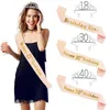 Maska imprezowa Dekoracja przyjęcia 18 21 30 40 50 Rose Gold Satin Sash Crystal Crown Tiara Happy Anniversary Supplies