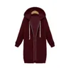 Einmal Herbst Casual Frauen Lange Hoodies Sweatshirt Mantel Zip Up Oberbekleidung Kapuzenjacke Winter Taschen Plus Größe Outwear Tops 201216