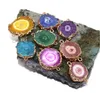 Fabrik Ny kvartsläkningspunkt Chakra Natural Crystal Pendant Color Rough Stone Plating Connector DIY Halsbandsmycken Armband 9094650