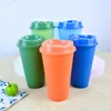 16oz Color Changing Cup HOT Water Magic Plastic Reusable Drinking Tumblers with Lid Beer Mugs Coffee Cups CYZ2926 50Pcs