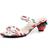 Summer New Ladies Sandals Fashion Abnormal Strawberry Heel Sandals Woman's Sweet Rhinestone Strawberry Female Slippers zy138