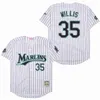 Retro Beyzbol 8 Andre Dawson Jersey Vintage 35 Dontrelle Willis 20 Edward Cabrera 94 Bad Tavşan Takımı Renk Yeşil Beyaz Pinstripe Serin Baz Cooperstown Tüm Dikişli