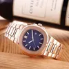 New Fashion watch men automatic watches silver strap blue stainless mens automatic mechanical waterproof wristwatch montre de luxe232m