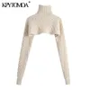 KPYTOMOA Moda Donna Scaldamuscoli Maglione lavorato a maglia a trecce Vintage Collo alto Manica lunga Pullover donna Chic Top 201203