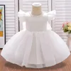 Vestidos de menina 2022 verão branco vestido rosa batismo baptismo primeiro 2 1 ano aniversário bebê menina arco princesa festa meninas roupas