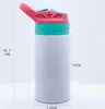 昇華Sippy Cup 12oz 350ml空白の子供の瓶まっすぐかわいい二重壁のステンレス鋼のタンブラーの水のボトル子供幼児の容器の卸売