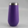 6oz Powder Coated Wine Glasses Stainless Steel Stemless Wine Glasses Egg Shell Shape Wine Cup Coffee Mug With Lid Free shipping