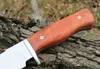 1 pz New Outdoor Sopravvivenza Coltello da caccia dritto 9CR18 Satin Drop Point Blade Full Tang Manico in ebano Coltelli a lama fissa con fodero in pelle