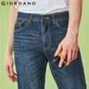 Giordano Homens Jeans Denim Jeans Elastic Mid Rise Pés Estreitos Qualidade Algodão Denim Jeans Pantalones Whiskering Denim Roupas 201118