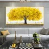 Peinture à l'huile moderne imprimée sur toile doré jaune riche arbre fleur plante Art affiches et impressions mur photo pour salon