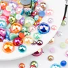 Großhandel Pack Mix AB Farben Handwerk ABS Imitation Perlen Hälfte Runde Flatback Pearls Harz Scrapbook Perlen Dekorieren DIY Weitere Größen