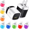 12 Colorful Us AC Home Travel Wall chargers For Samsung Galaxy Htc LG Iphone pc mp3