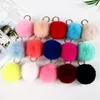 Fashion keychain 8CM Faux Rabbit Fur Ball Keychains Women Car school Bag charm Key Ring keyring Cute Pompom Key Chain Jewelry accessories