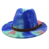 Tie Dye Jazz Cap Donne Uomo Ampia Cappelli Cappelli Formali Cappello Formale uomo Panama Cappello Donna Fedora Caps Caps Mens TRILBY AMANTI AMANDE ACCESSORI A Modo 2021 Nuovo