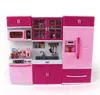 Kids Large Children /27s Kitchen With Sound And Light Girls Pretend Cooking Toy Play Set Pink Simulation Cupboard Gift Toy Food LJ201211