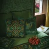 Dunxdeco подушка для подушки декоративная подушка корпус художественный античный сад цветок птица зеленый золотой печать роскошный бархатный диван Coussin 201123