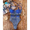 One Piece Swimsuit 2022 Sexy Leopard Swimwear Women Belt Swimsuit Push Up Bathing Suit Beachwear Vintage Retro Monokini