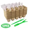 12Pcs Seedling Trays Kit Seed Starter Tray Biodegradable Peat Pots Plant Growing Bag Plant Labels Nursery Pot For Garden Outdoor 220211