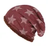 2020 새로운 니트 양모 모자 겨울 플러스 벨벳 따뜻한 5 포인트 스타 풀 오버 여러 가지 빛깔의 야외 방풍 헤드 스카프 모자