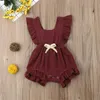 8 Kolory Noworodek Niemowlę Back Cross Bow Kombinezony Baby Ruffle Romper Solid Color 2019 Moda Lato Moda Boutique Dzieci Wspinaczka 361 K2