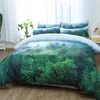 Natural Maple Forest Bedding Set 3 Parte Outono Rústico Outono Árvore Duveta Tampa Verde Woodland folhas Única cama king sets T200706