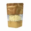 50pcs / lot guld gåva stand-up påsar matförpackning väska blomma te förseglad ziplock mellanmål split aluminium folie med fönster