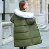 플러스 사이즈 5XL 6XL 7xl 겨울 코트 여성 후드 모피 칼라 특대 느슨한 겨울 자켓 여성 긴 파카 큰 크기 다운 재킷 201017