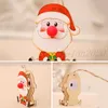 Christmas Wooden Glowing Ornaments LED Light Luminous Santa Snowman Deer Hanging Pendant Xmas Tree Decorations Child Toy Gifts