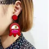 Neue Modeschmuck-Ohrringe aus Acryl, rote Alien-Ohrringe für Damenmode, kleine Monster-Ohrringe273F