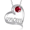 Mamma halsband diamanthjärta halsband älskar hängsmycken smycken mors dag gåva kommer och sandig röd grön