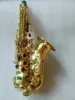 Gloednieuwe gebogen soprano saxofoon goud sleutel messing sax professionele mondstuk patches pads riet buig nek