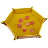 GAMBING 6 COLOR PU CUERO PUS HEXAGONAL PLEGAR HEXAGONAL DICE TRAYS BOX JUEGO PARA RPG DND Tabla de almacenamiento