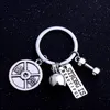 NIEUWE Gewichtheffen Keychain Barbell Sleutelhanger Gewichtsplaat Charm Sleutelhangers Personal Trainer Liefhebbers Geschenken Gratis Verzending