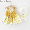 Humor Bear Zomer Baby Girl Kleding Riem Bow Vest Floral Shorts Modehoed Set Babykledingpak Girls Kleding LJ201223