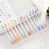 Jianwu 12pcsset Creative Discolour Double Heads Målning Penkonst Studentmarkör Fluorescen Pen Stationery Support Y200709