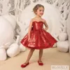 Nieuwe schattige Sparkle Pailletten Meisjes Pageant Jurken Verwijderbare Tule Train Hoi Lo Kids Christmas Birthday Party Jurk met Bows