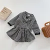 Costume pied-de-poule pour filles, 2 pièces, manteau + jupe, ensembles à carreaux en coton pour enfants, nouvelle collection automne hiver