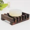 En bois naturel bambou porte-savon porte-plateau stockage porte-savon plaque boîte conteneur pour bain douche plaque salle de bain POP2021