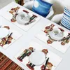 46pcs set masa paspasları fındıkkıran asker baskılı pamuk keten masa peçete mutfak aksesuarları ev parti dekoratif placemats t209627870