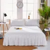 Solid Romantic Bed Kjol Non-Slip Monterad Plåtkåpa Sängkläder för bröllopsdekoration sängkåpa med elastiskt band 201218