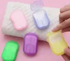 100sets使い捨て石鹸紙の洗濯手の浴室のきれいなポケットサイズの香りのスライス20pcs /パックシート箱の発泡石鹸フレーク紙