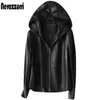 womens leather jacket with hood