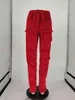 Pantalons de survêtement empilés rouges pour femmes, taille haute, survêtements Y2k Harajuku Joggers, Streetwear Mall Goth Cargo, pantalon Safari 220208
