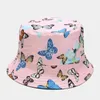 Chapeau de pêcheur à motif papillon coloré européen et américain, accessoires d'été féminins en coton double face, décoration de pare-soleil d'extérieur assortie avec tout