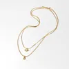 Dainty Gold Necklace Women Girls Opal Halsband Dubbelskikt Kedja Simple ClaVicle ChainNecklace CLAVICLE CHAMEDELTY2561390