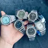 Nya ankomster topp Nautilus Watch Men Automatic Watch 5711 Silver Bang Green Rostfri Mens Mechanical Steel Bezel Di Lusso Wristwat184b