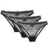 Varsbaby sexy lace low-waist S-XL briefs hollow bow underwear transparent panties 3pcs/lots 201112