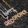 A-Z nom personnalisé lettres initiales pendentif collier avec chaîne de corde et chaîne de Tennis argent or couleur bijoux glacés